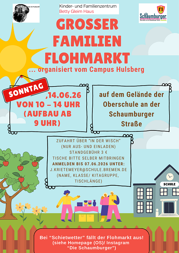 Ankündigungsplakt des Schulflohmarktes 