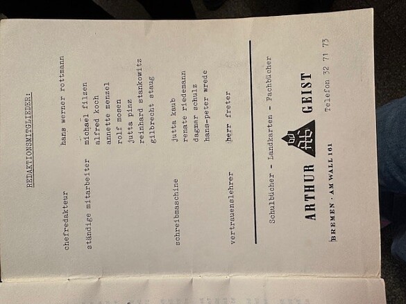 Titelbild der Sch&uuml;lerzeitung "Widerhall" von 1965